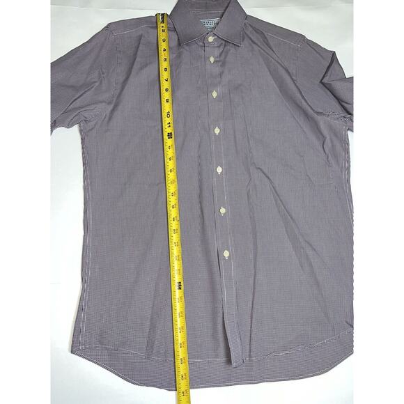 Charles Tyrwhitt Shirt Size 16.5/34 Burgundy Check Jermyn Street London Slim - Picture 10 of 16